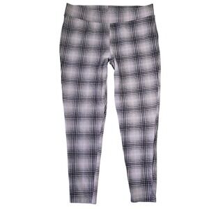 Torrid Plaid Leggings Pants Women Size 2 Black Pink Grey Stretch Cotton Preppy